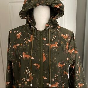 ModCloth x Princess Highway Green Fox Floral Print Raincoat Lightweight Jacket